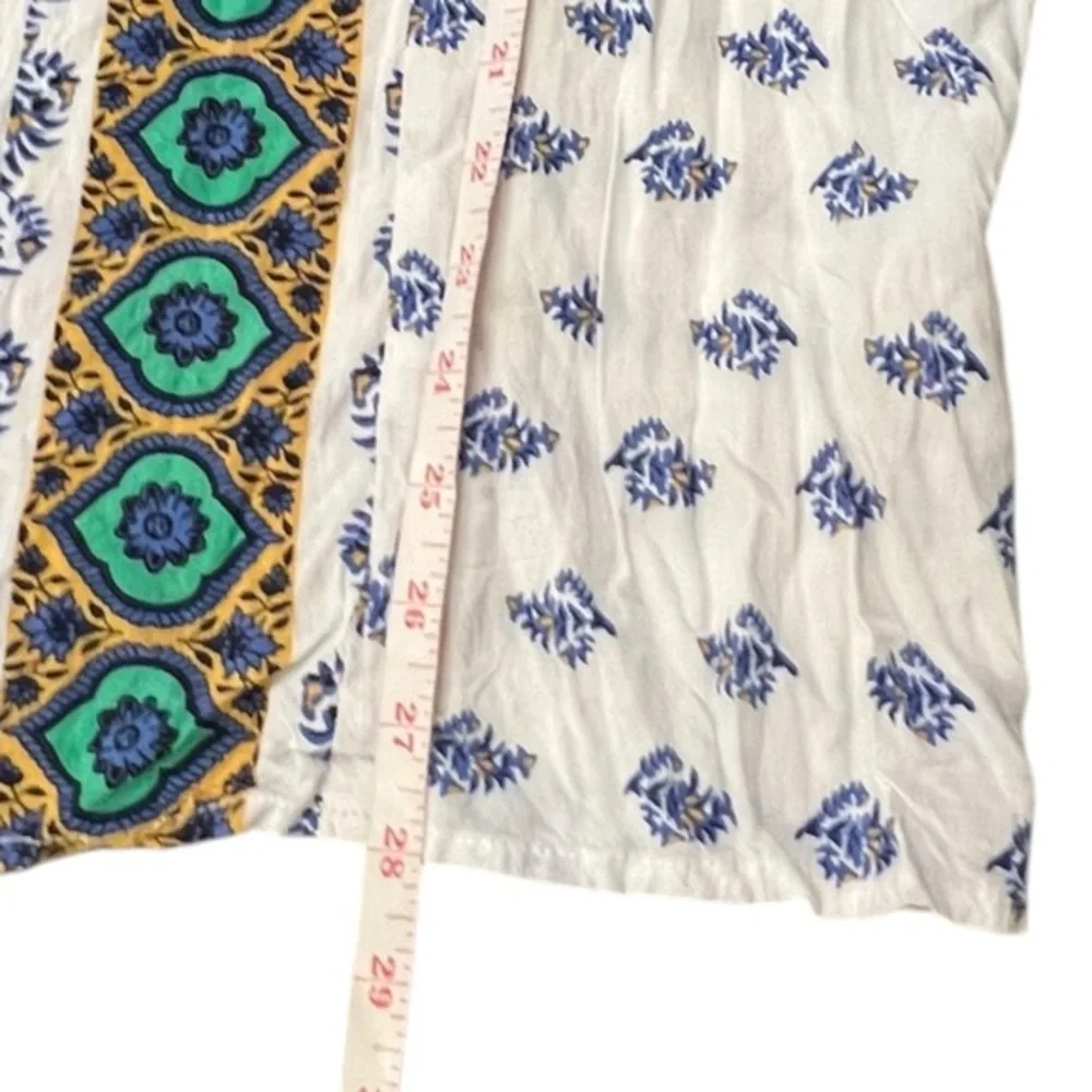 Reborn Blouse Womens Short Sleeve Floral Boho Tunic Pullover Slit Shoulder‎ MED